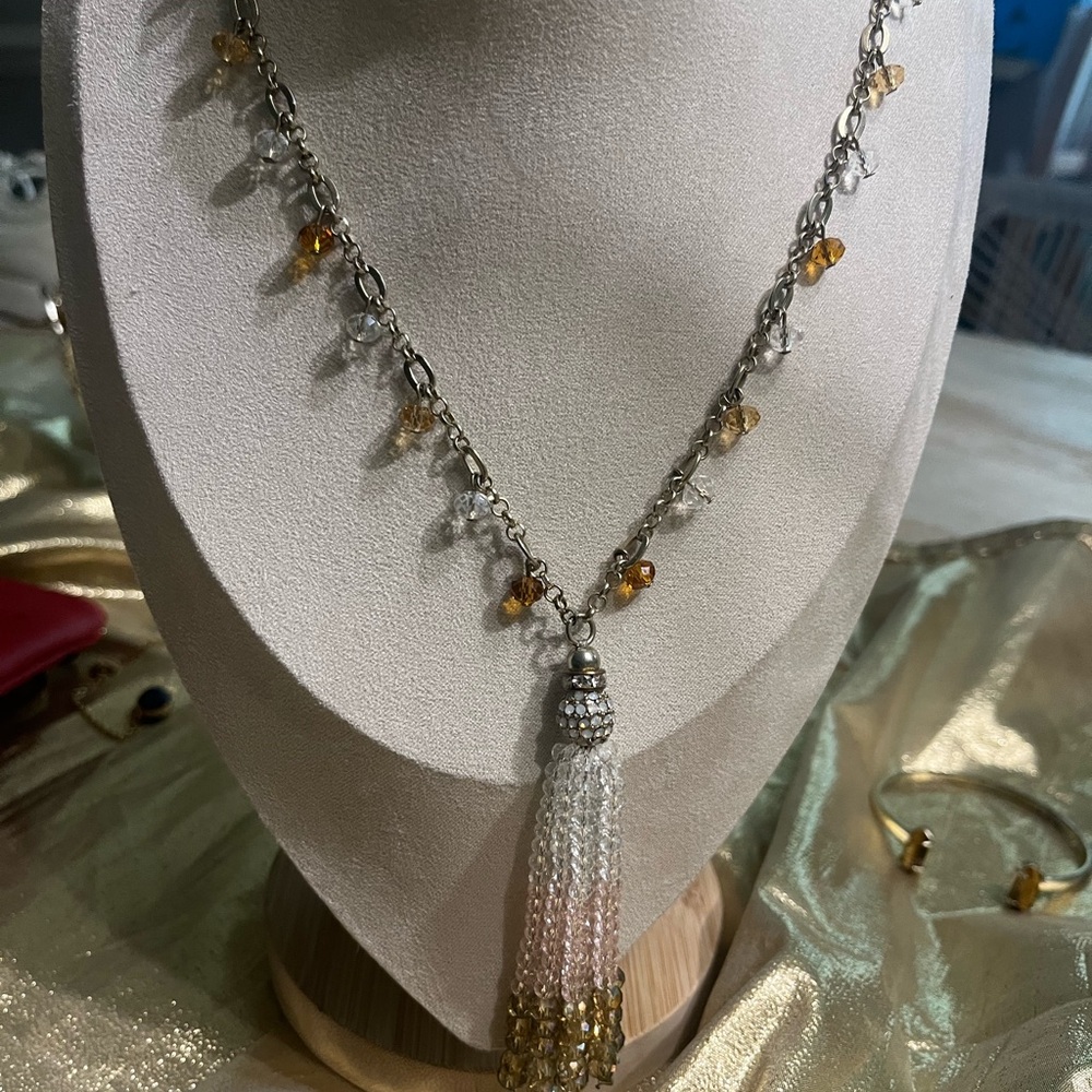 Elegant Gold and Silver Tassel Necklace